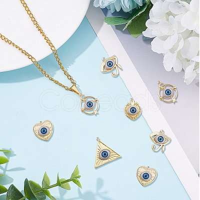 DICOSMETIC 30Pcs 5 Styles Rack Plating Alloy Enamel Evil Eye Pendants FIND-DC0002-43-1