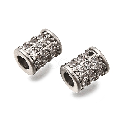 Brass Micro Pave Cubic Zirconia Beads KK-Z126-09P-1