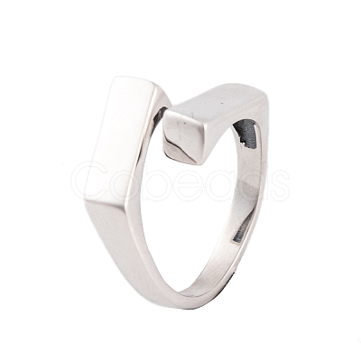 925 Sterling Silver Rectangle Cuff Open Rings for Women Men RJEW-P105-03S-1