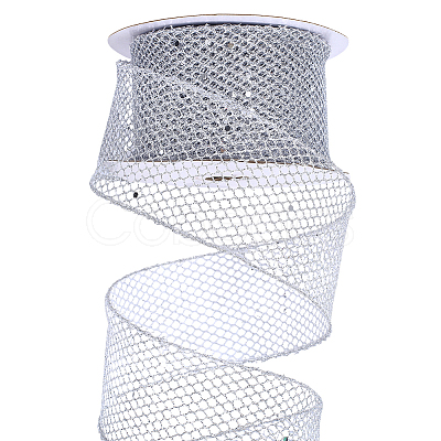 2Rolls Sparkle Polyester Mesh Ribbon with Paillettes OCOR-ME0001-61B-1