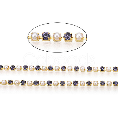 Brass Rhinestone Strass Chains CHC-N017-001A-A20-1