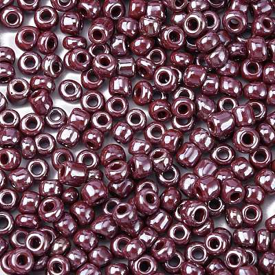 6/0 Opaque Colors Lustered Round Glass Seed Beads X-SEED-A012-4mm-126-1