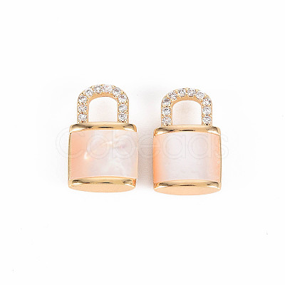 Brass Micro Pave Clear Cubic Zirconia Charms KK-T062-159G-NF-1