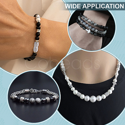 100Pcs 10 Styles 201 Stainless Steel Grooved European Beads STAS-ME0001-73-1