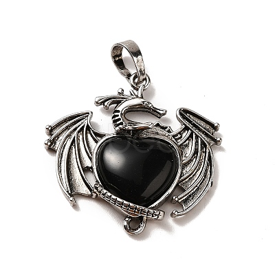 Natural Obsidian Heart Pendants KK-K331-01AS-05-1
