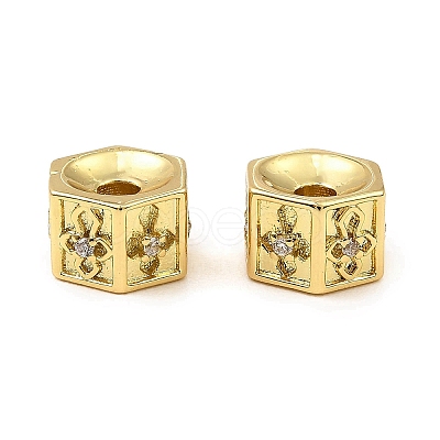 Brass Cubic Zirconia Beads KK-K346-08G-1