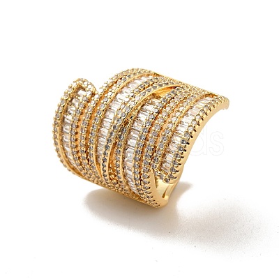 Clear Cubic Zirconia Open Cuff Ring RJEW-G255-05G-1