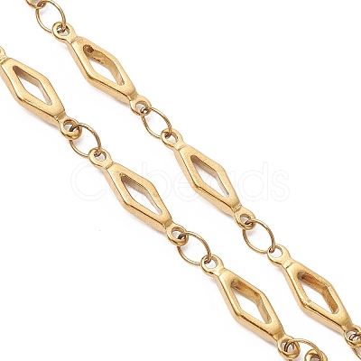 4MM 304 Stainless Steel Rhombus Link Chain Bracelet Making AJEW-JB01428-1