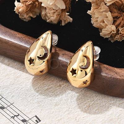 Brass Teardrop Stud Earrings EJEW-K286-08G-1