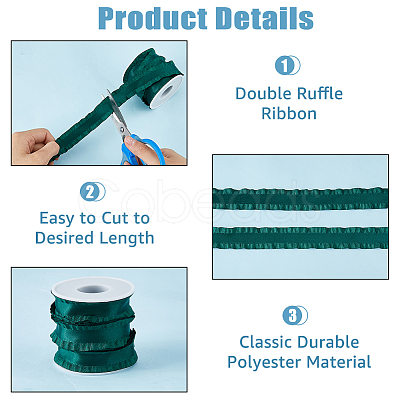 10 Yards Polyester Pleated Edged Ribbon for Clothing Decoration DIY-FI0001-13G-1