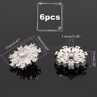 Brass Micro Pave Clear Cubic Zirconia Shank Buttons DIY-GA0003-57-1