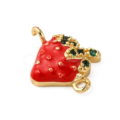 Brass Micro Pave Green Cubic Zirconia Fruit Connector Charms KK-I276-15G-A01-1