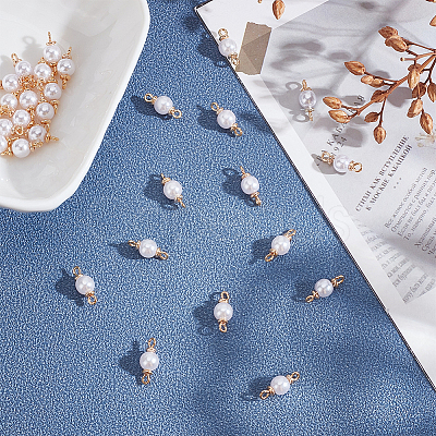 30Pcs ABS Plastic Imitation Pearl Round Connector Charms KK-WR0001-32-1