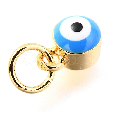 Brass Enamel Pendants KK-Y001-02B-07G-1