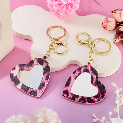 2Pcs PU Mirror Keychains KEYC-TADJ0001-05C-1