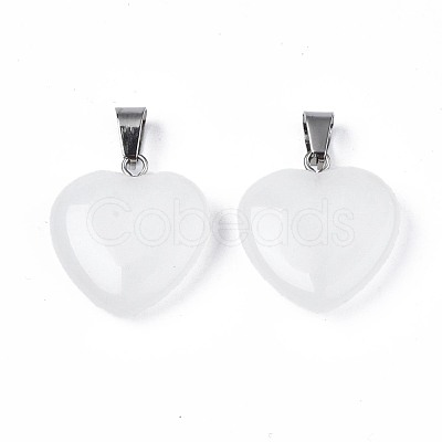 Heart Natural White Jade Pendants X-G-Q438-01-1