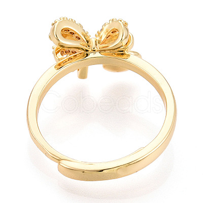 Bowknot Brass Micro Pave Cubic Zirconia Cup Peg Ring Settings KK-N274-25G-1