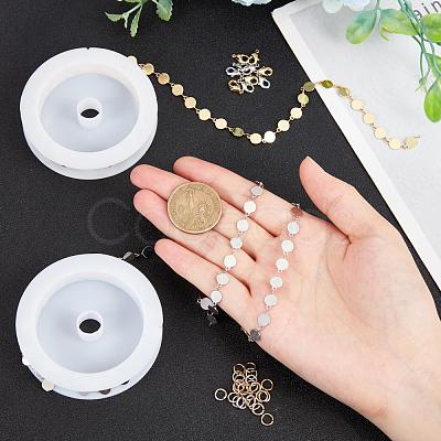 2 Colors 2m Brass Handmade Flat Round Link Chains DIY-CA0002-01-1