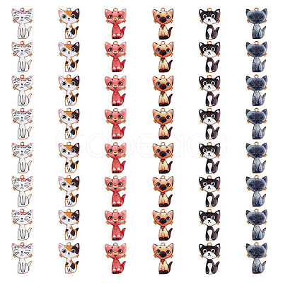 48Pcs 6 Styles Alloy Enamel Pendants ENAM-DR0001-04-1