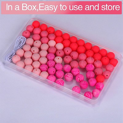 80Pcs 4 Style Round Silicone Focal Beads SIL-SZ0001-22E-1