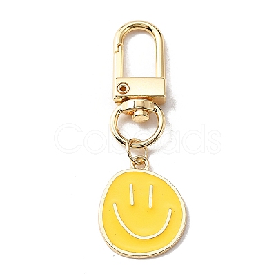 Smiling Face Enamel Pendant Decorations KEYC-WH0036-08LG-03-1