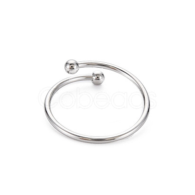 Non-Tarnish 304 Stainless Steel Double Beaded Thin Open Cuff Rings RJEW-N038-048P-1