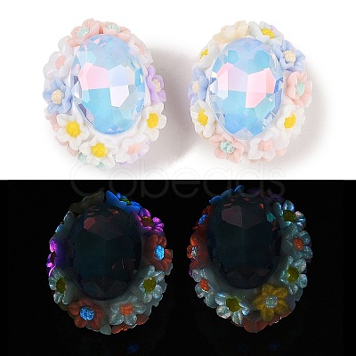 Handmade Luminous Polymer Clay Rhinestone Beads CLAY-H003-05F-1