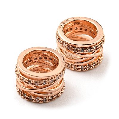 Rack Plating Brass Micro Pave Cubic Zirconia European Beads KK-F856-09RG-1