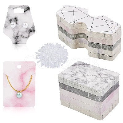 Marble Pattern Paper Necklace & Earring Display Cards DIY-YS0001-26-1