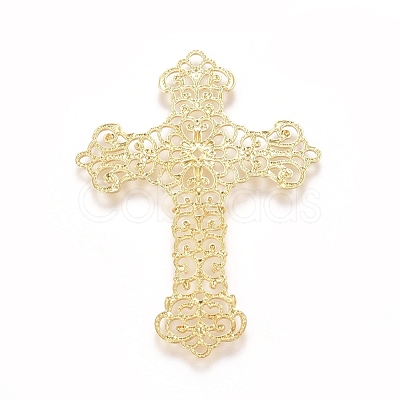 Brass Filigree Joiners Links KK-G368-02C-1