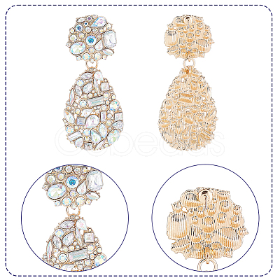 ANATTASOUL 2 Pairs 2 Colors Rhinestone Teardrop Dangle Stud Earrings EJEW-AN0001-95-1