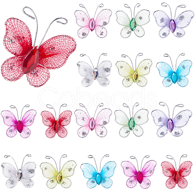 80Pcs 8 Colors Lace Butterfly Display Decorations DIY-CP0012-98-1
