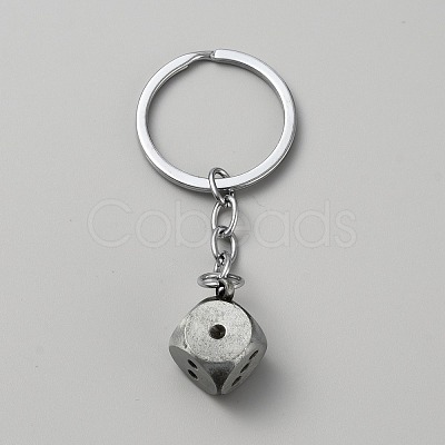 Zinc Alloy Dice Keychains AJEW-WH0504-77AS-1
