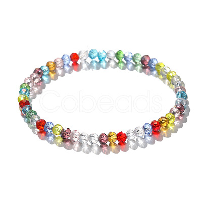 4mm Prism Faceted Rondelle Glass Beaded Stretch Bracelets for Women EH2213-5-1