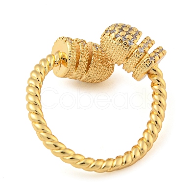 Brass Micro Pave Cubic Zirconia Open Finger Ring RJEW-C069-07G-1