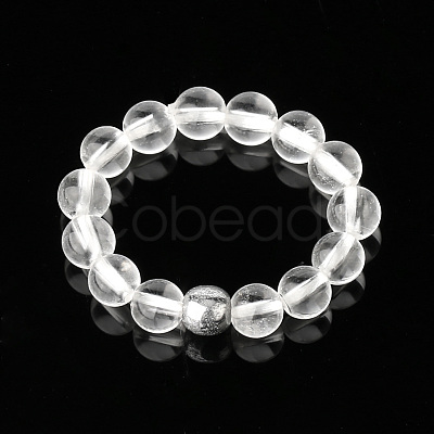 4MM Round Natural Quartz Crystal Beaded Stretch Rings LS-VM0712-15-1