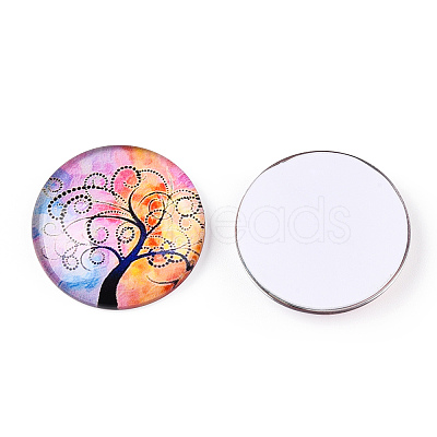 Half Round/Dome Tree Pattern Glass Flatback Cabochons for DIY Projects LS-GGLA-Q037-25mm-M28-09-1