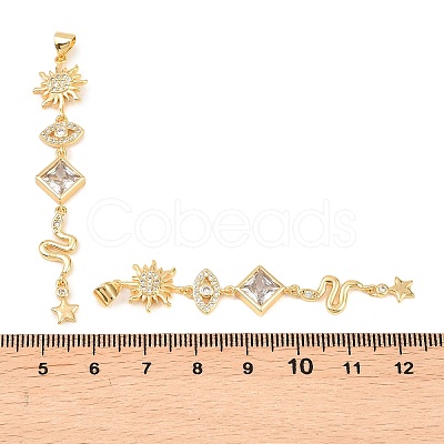 Brass Clear Cubic Zirconia Pendants KK-C166-06G-1