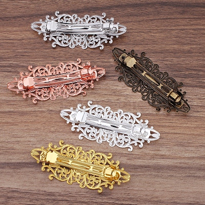 Vintage Hair Accessories Iron Hair Barrette Findings OHAR-PW0001-035AB-1