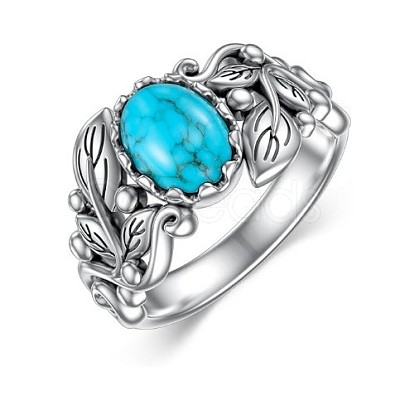 Zinc Alloy with Synthetic Turquoise Finger Rings FS-WGE57A9-04-1