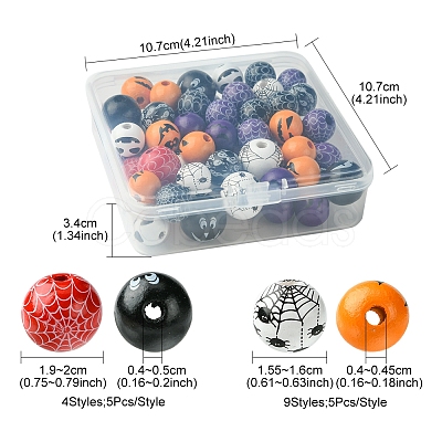 Printed Wood European Beads WOOD-FS0001-30-1