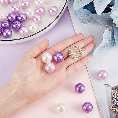 60Pcs 3 Colors Resin Imitation Pearl Beads RESI-PH0001-93-1