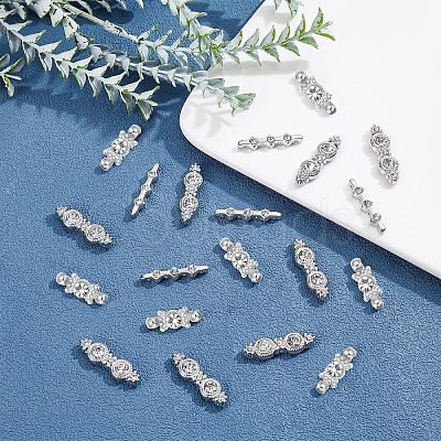 60Pcs 3 Style Alloy Rhinestone Bar Spacers ALRI-FH0001-05-1
