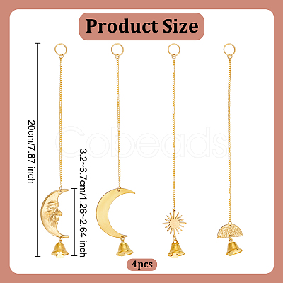 Moon Sun Brass Pendant Decoration HJEW-OC00021-1