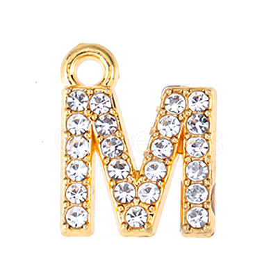 Golden Tone Alloy Rhinestone Pendants PW-WGCC773-13-1