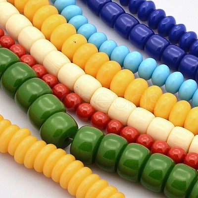 Mixed Style Solid Colour Resin Beads Strands RESI-O002-M-1