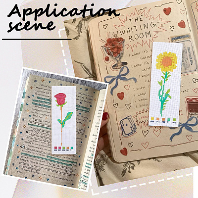 DIY Flower Pattern Embroidery Bookmark Kits DIY-SC0028-91-1