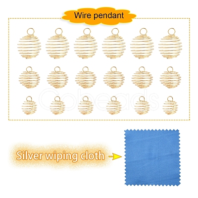 30Pcs 3 Style Iron Wire Spiral Bead Cage Pendants IFIN-YW0001-23KC-1