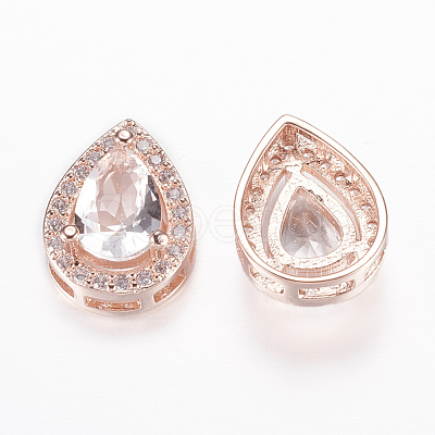 Brass Micro Pave Cubic Zirconia Slide Charms ZIRC-F070-13RG-FF-1