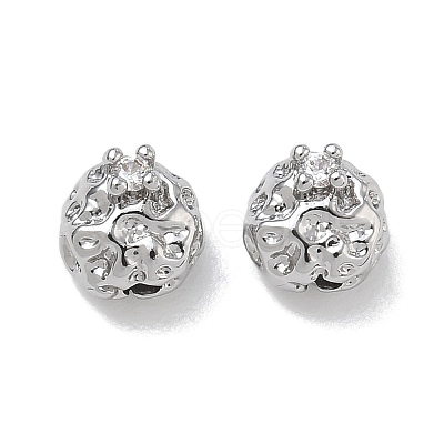 Brass Micro Pave Clear Cubic Zirconia Beads CU-CBA91C0-06P-1